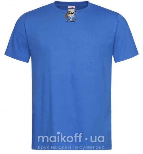 Мужская футболка Майнкрафт скелет в пещере Ярко-синий фото