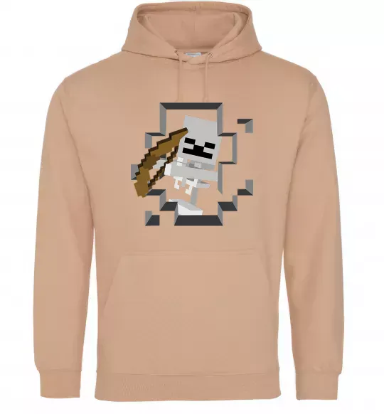 Чоловіча толстовка (худі) Майнкрафт скелет в печері Пісочний фото