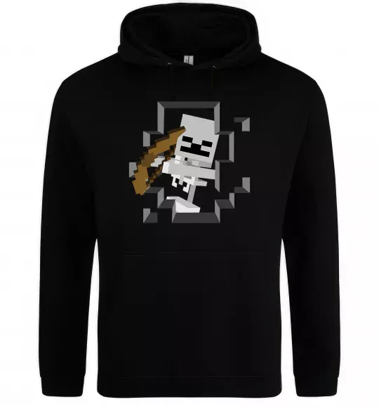 Жіноча толстовка (худі) Майнкрафт скелет в печері Чорний фото
