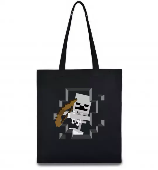 Еко-сумка Майнкрафт скелет в печері Чорний фото