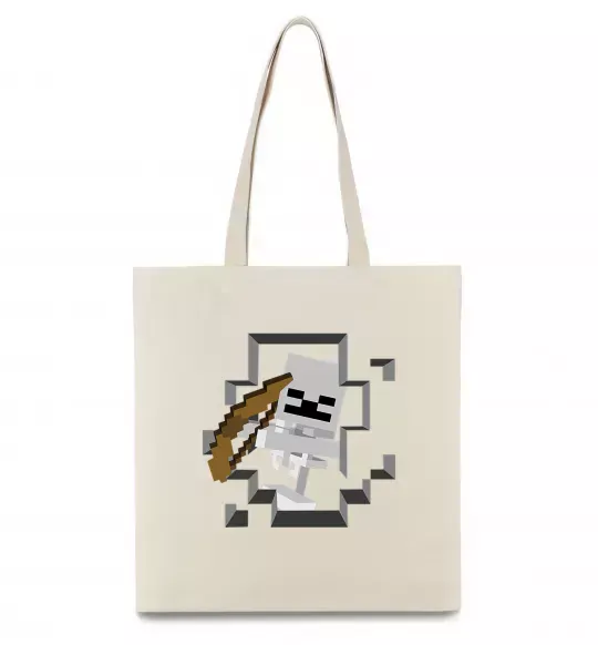 Еко-сумка Майнкрафт скелет в печері Бежевий фото