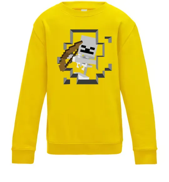 Детский Свитшот Майнкрафт скелет в печері Солнечно желтый фото