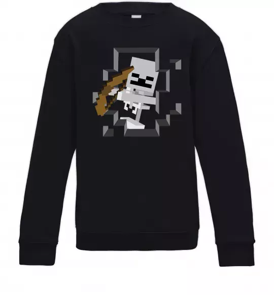 Детский Свитшот Майнкрафт скелет в печері Черный фото