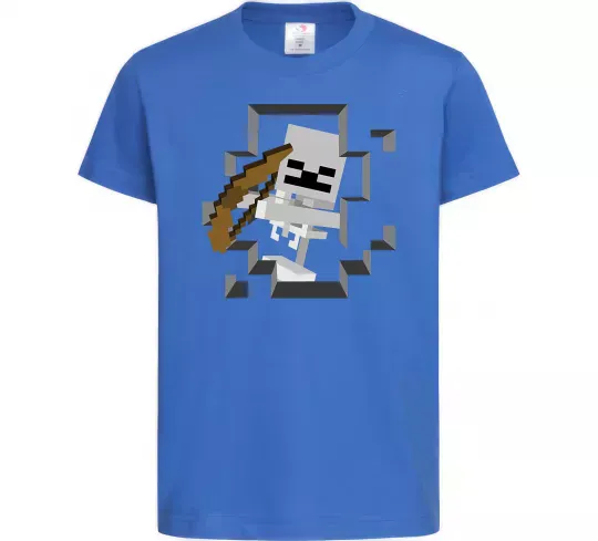 Дитяча футболка Майнкрафт скелет в печері Яскраво-синій фото
