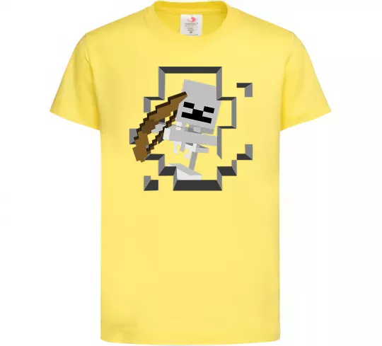 Дитяча футболка Майнкрафт скелет в печері Лимонний фото