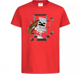 Дитяча футболка Майнкрафт скелет в печері Червоний фото