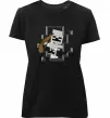 Жіноча преміум футболка Майнкрафт скелет в печері Чорний фото