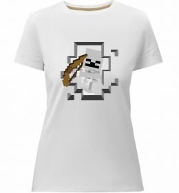 Жіноча преміум футболка Майнкрафт скелет в печері