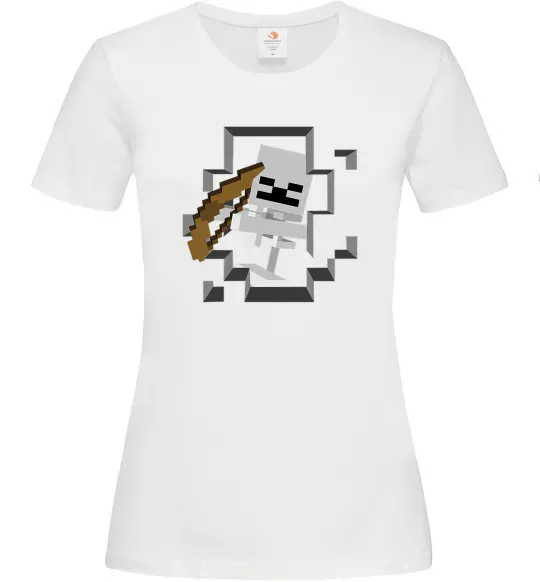 Женская футболка Майнкрафт скелет в печері Белый фото