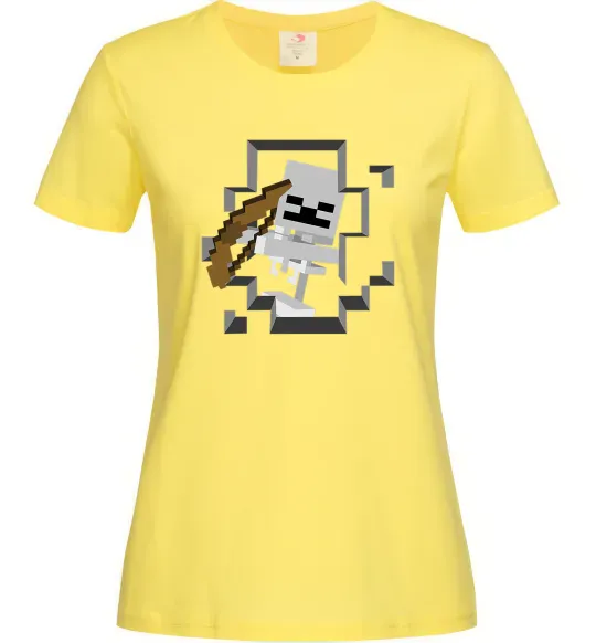 Женская футболка Майнкрафт скелет в печері Лимонный фото