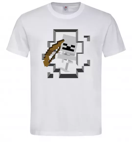 Мужская футболка Майнкрафт скелет в печері Белый фото