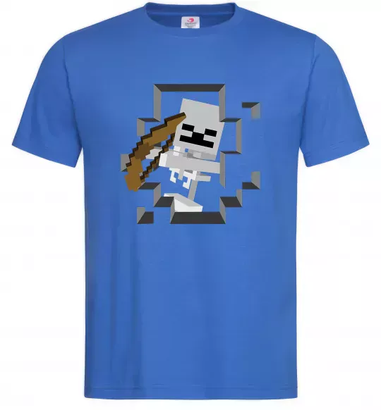 Мужская футболка Майнкрафт скелет в печері Ярко-синий фото