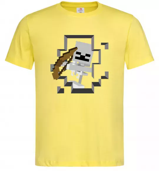 Мужская футболка Майнкрафт скелет в печері Лимонный фото