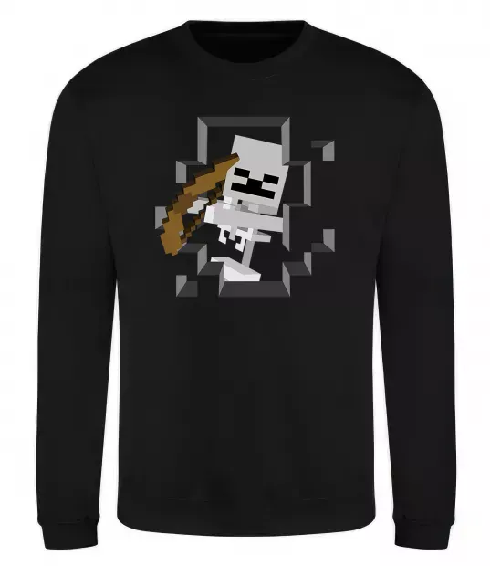 Світшот Майнкрафт скелет в печері Чорний фото