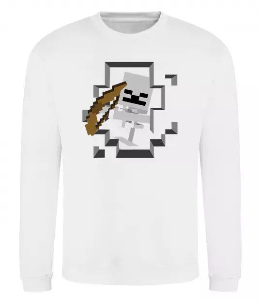 Світшот Майнкрафт скелет в печері Білий фото