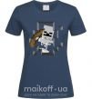 Женская футболка Майнкрафт скелет в пещере Темно-синий фото