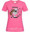 Женская футболка Майнкрафт скелет в пещере Ярко-розовый фото