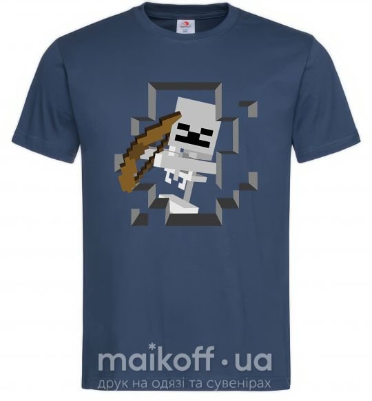Мужская футболка Майнкрафт скелет в пещере Темно-синий фото