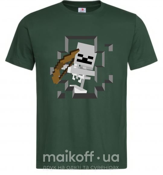 Чоловіча футболка Майнкрафт скелет в пещере Темно-зелений фото