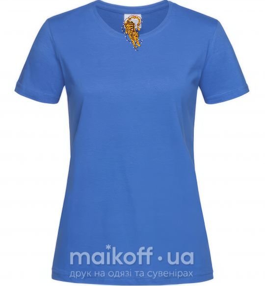Женская футболка Тигр в лампочках Ярко-синий фото