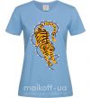 Женская футболка Тигр в лампочках Голубой фото