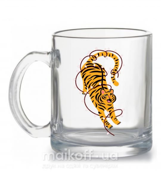 Чашка стеклянная Тигр в лампочках Прозрачный фото