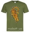 Чоловіча футболка Тигр в лампочках Оливковий фото