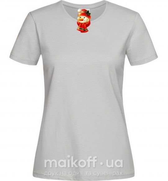 Жіноча футболка Снеговик новогодний Сірий фото