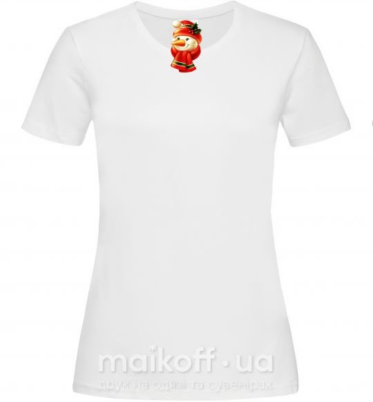 Жіноча футболка Снеговик новогодний Білий фото