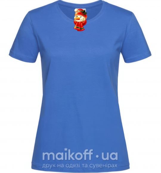 Женская футболка Снеговик новогодний Ярко-синий фото