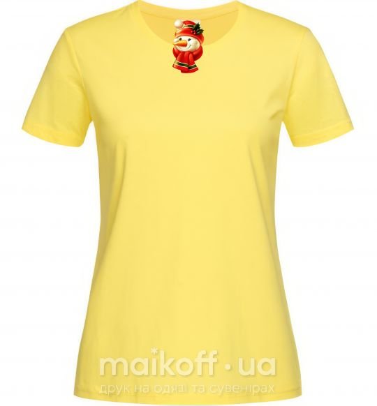 Жіноча футболка Снеговик новогодний Лимонний фото