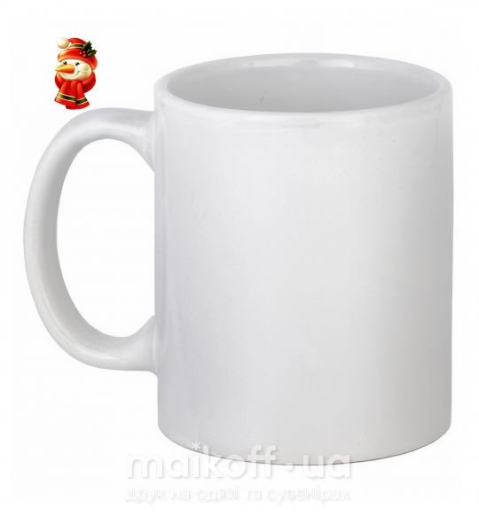 Чашка керамическая Снеговик новогодний Белый фото