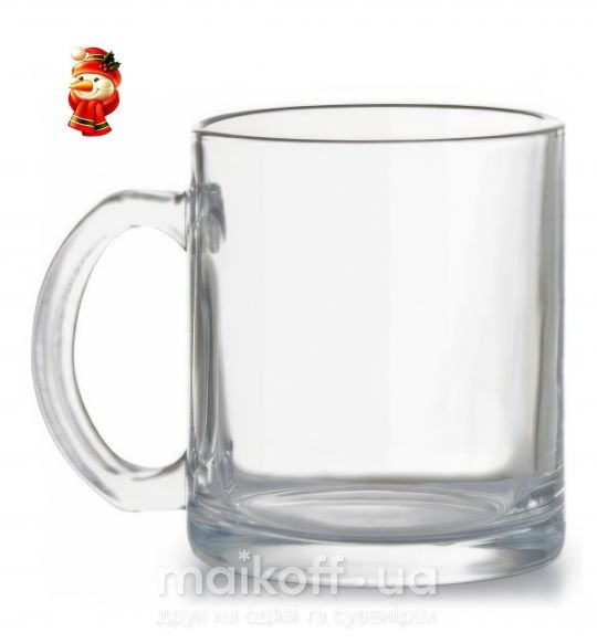 Чашка скляна Снеговик новогодний Прозорий фото