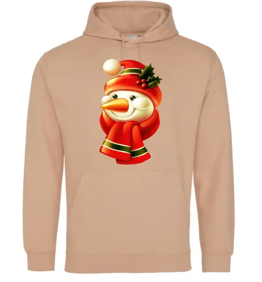 Мужская толстовка (худи) Сніговик новорічний Песочный фото
