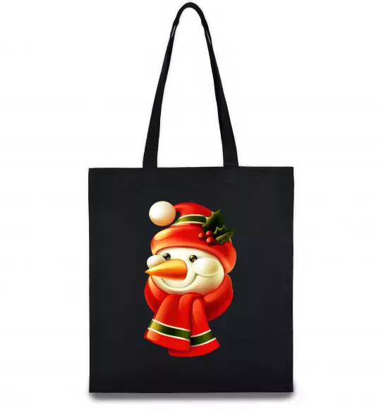 Еко-сумка Сніговик новорічний Чорний фото