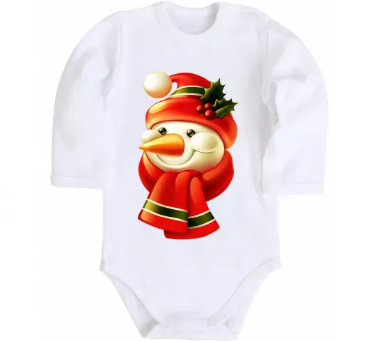 Детский боди Сніговик новорічний Белый фото