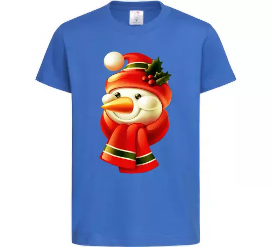 Дитяча футболка Сніговик новорічний Яскраво-синій фото