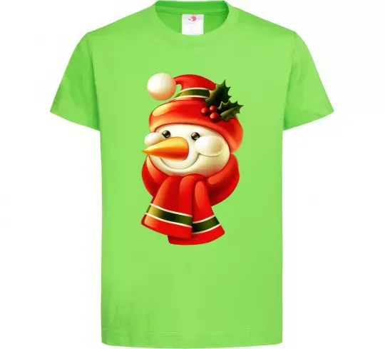 Дитяча футболка Сніговик новорічний Лаймовий фото