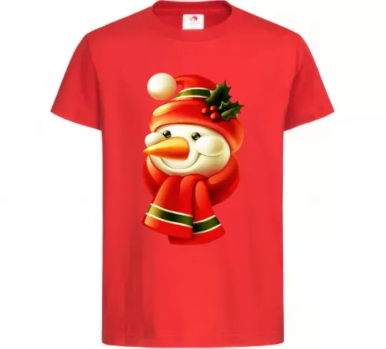 Дитяча футболка Сніговик новорічний Червоний фото