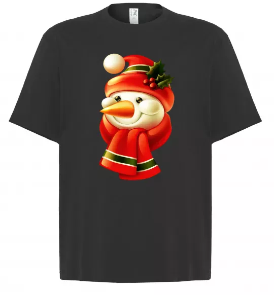 Футболка Оверсайз Сніговик новорічний Черный фото