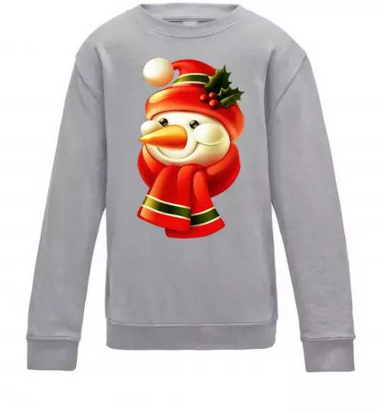 Дитячий світшот Сніговик новорічний Сірий меланж фото