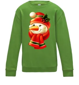 Детский Свитшот Сніговик новорічний Лаймовый фото