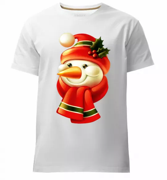 Мужская премиум футболка Сніговик новорічний Белый фото