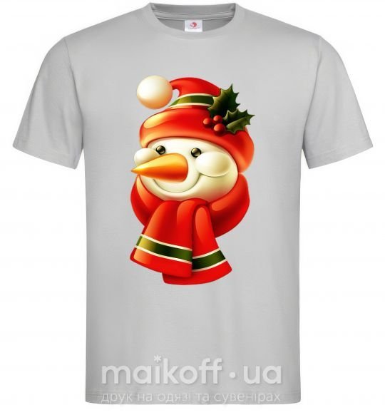 Чоловіча футболка Снеговик новогодний Сірий фото