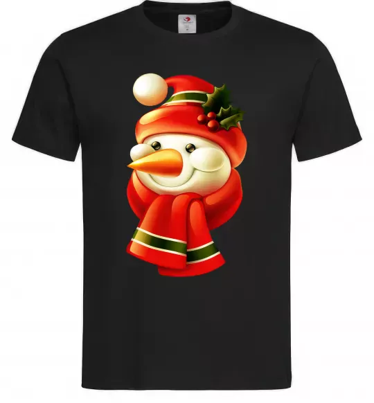 Мужская футболка Сніговик новорічний Черный фото