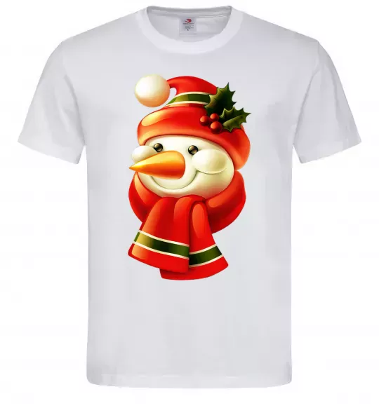 Мужская футболка Сніговик новорічний Белый фото