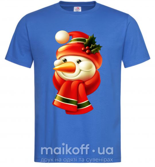 Чоловіча футболка Снеговик новогодний Яскраво-синій фото