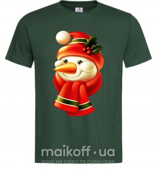 Чоловіча футболка Снеговик новогодний Темно-зелений фото