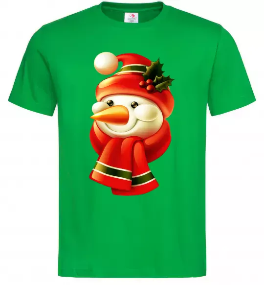 Мужская футболка Сніговик новорічний Зеленый фото