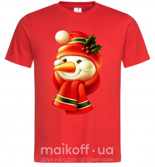 Чоловіча футболка Снеговик новогодний Червоний фото